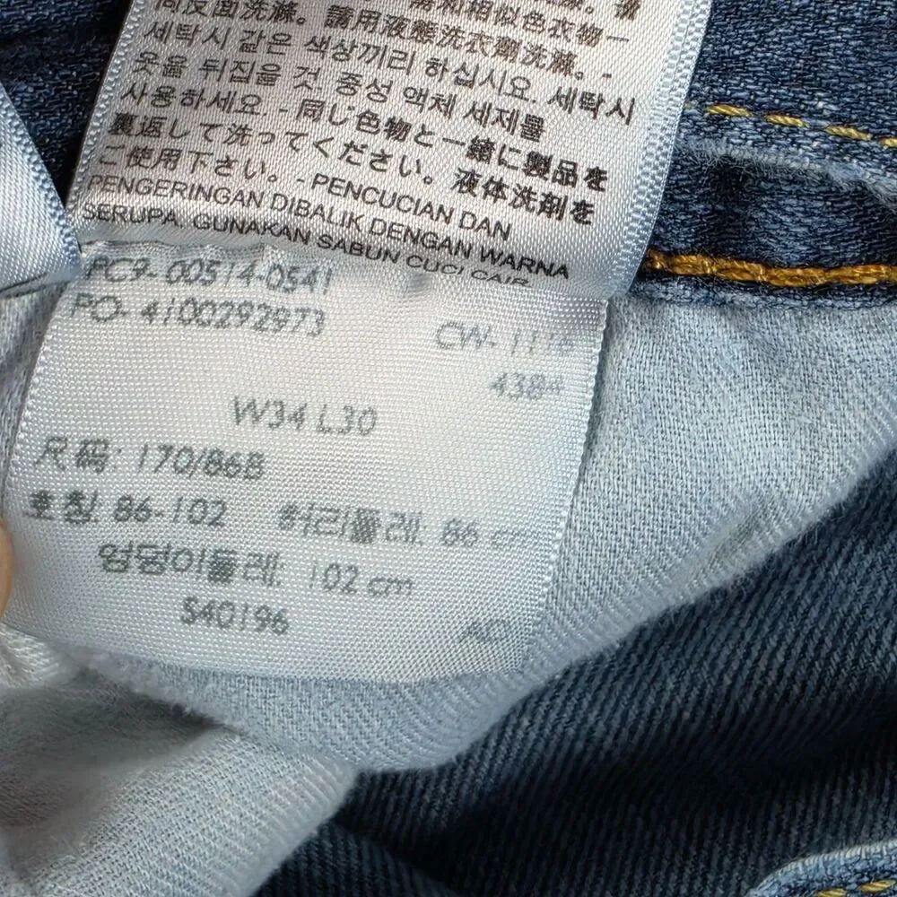 Levi's 514 Straight Leg Jeans Men's 34x30 Medium Wash Blue Denim Western 2000s